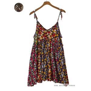 Patrons of Peace Multi Floral Tie Spaghetti Strap Dress Size Large